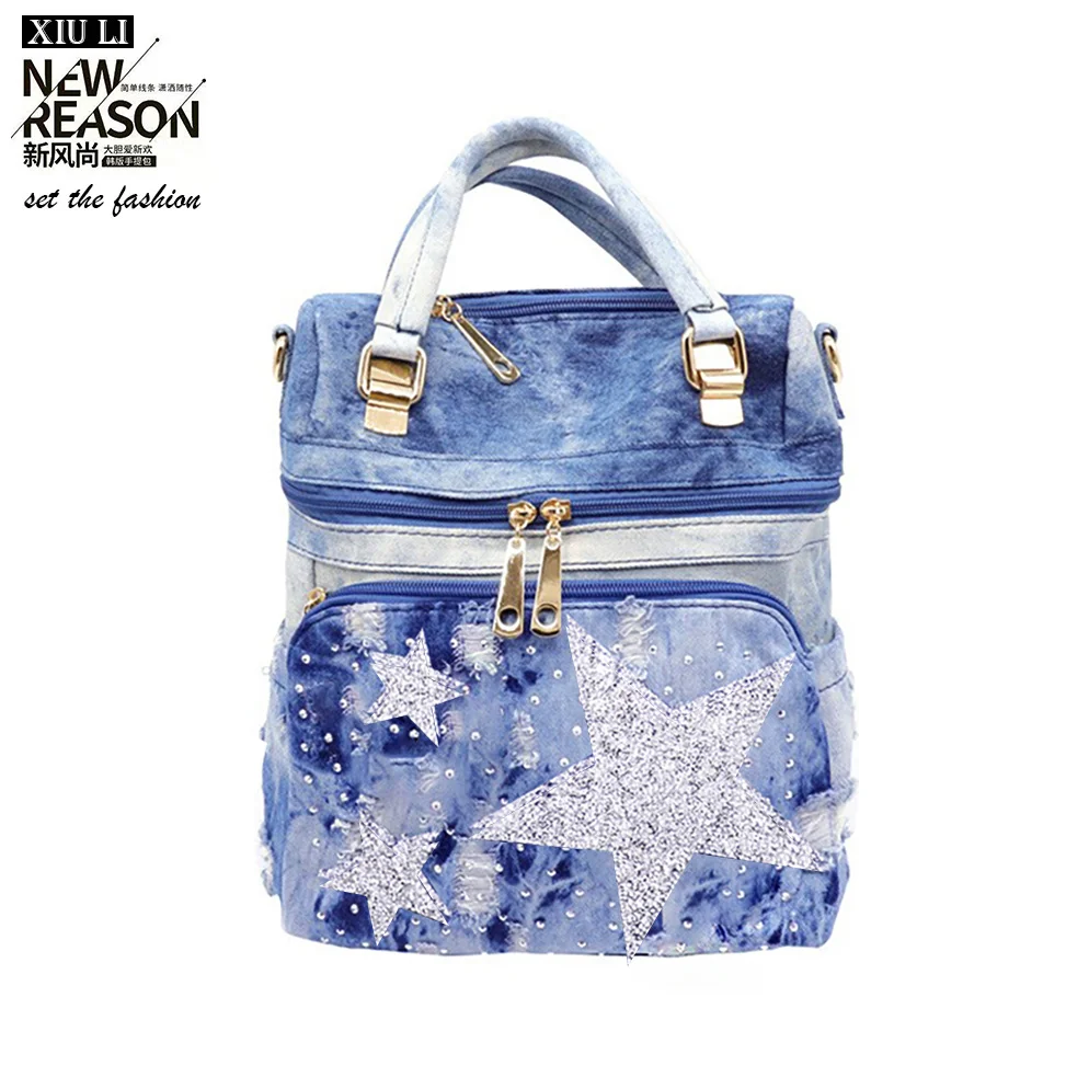 

Брендовый женский рюкзак из able denim, школьный рюкзак для девочек-подростков, дорожная сумка для книг fire-poninted star