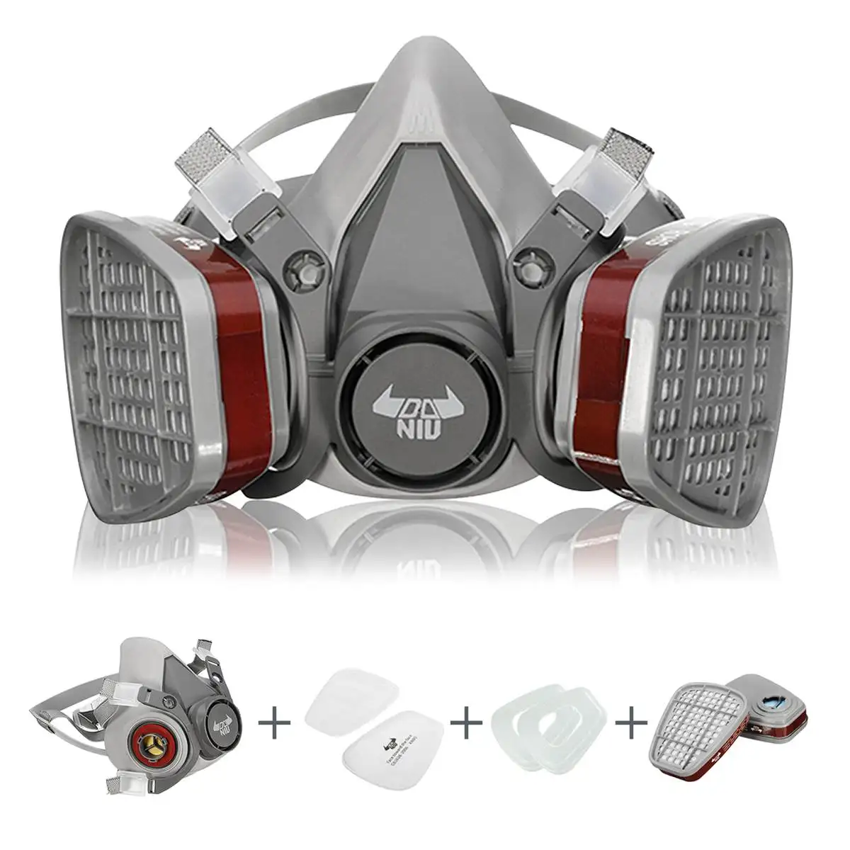 

DANIU 6200 Double Gas Mask Protection Filter Chemical Half Face Respirator Mask