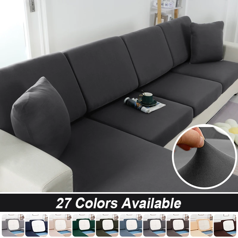 

Plain Color Stretch Sofa Seat Cushion Cover For Living Room Elastic Furniture Protector Couch Chaise Longue Sofa Seat Slipcover