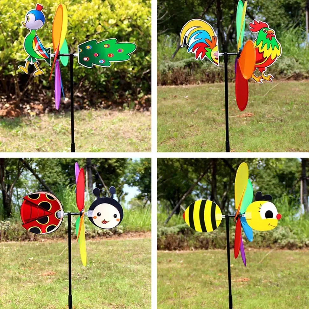 

Bee Six Colors Three-dimensional Windmill Cartoon Children Toys Home Garden Decoration Wind Spinner Whirligig Yard Decor