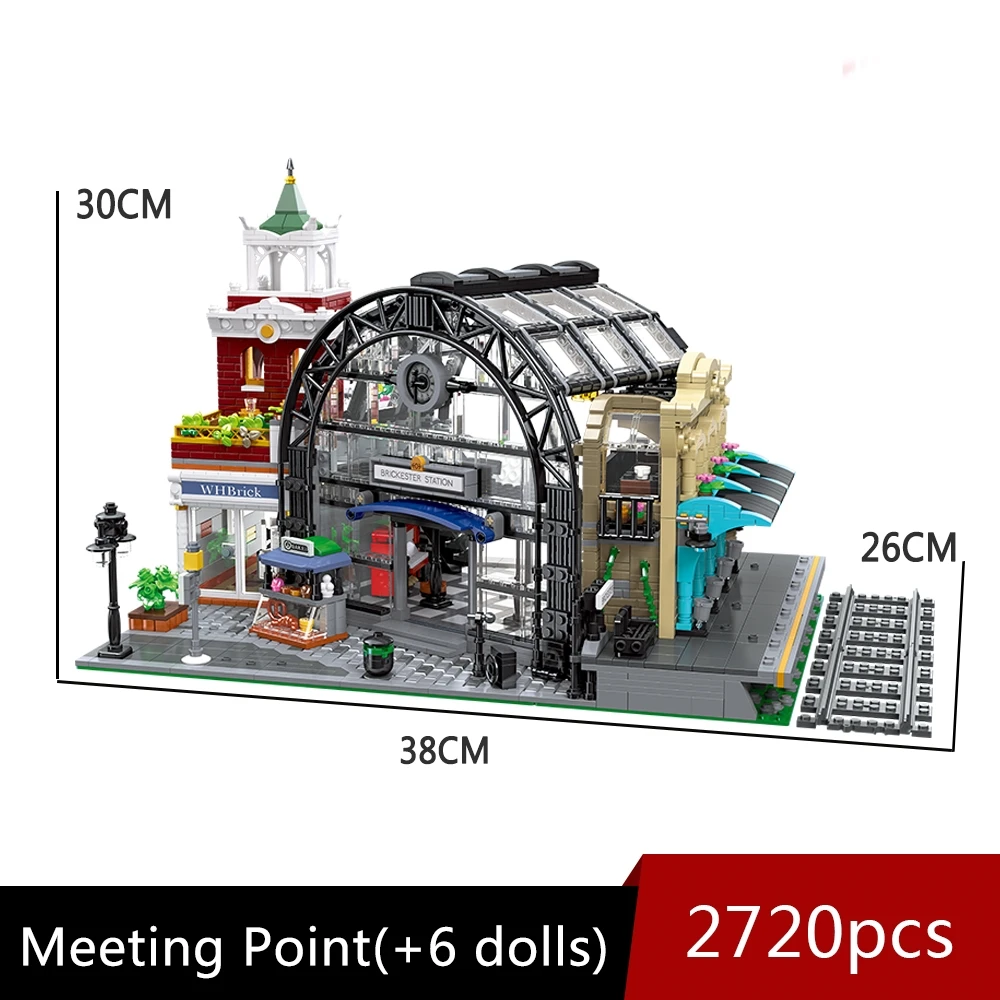 

Creative Expert Moc Meeting Point Train Station Street View Bricks Modular House Model Building Blocks Toy 2720pcs