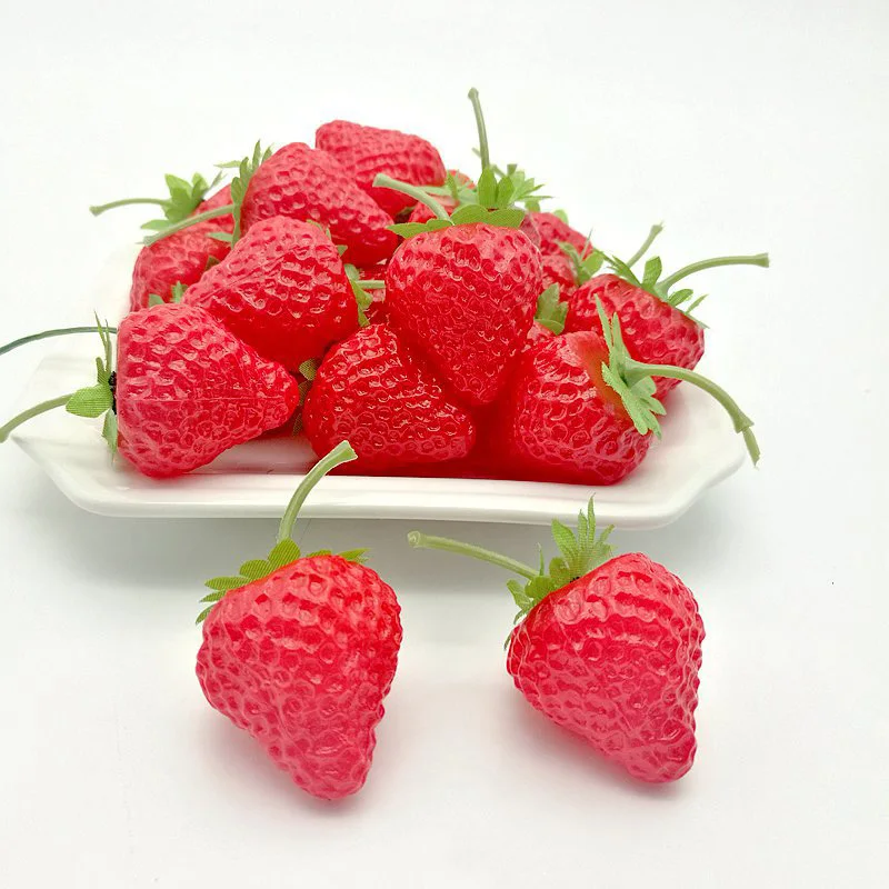 

20 Pcs Artificial Strawberry DIY Artificial Fruits Kindergarten Plastic Fake Fruit For Christmas Home Wedding Decoration