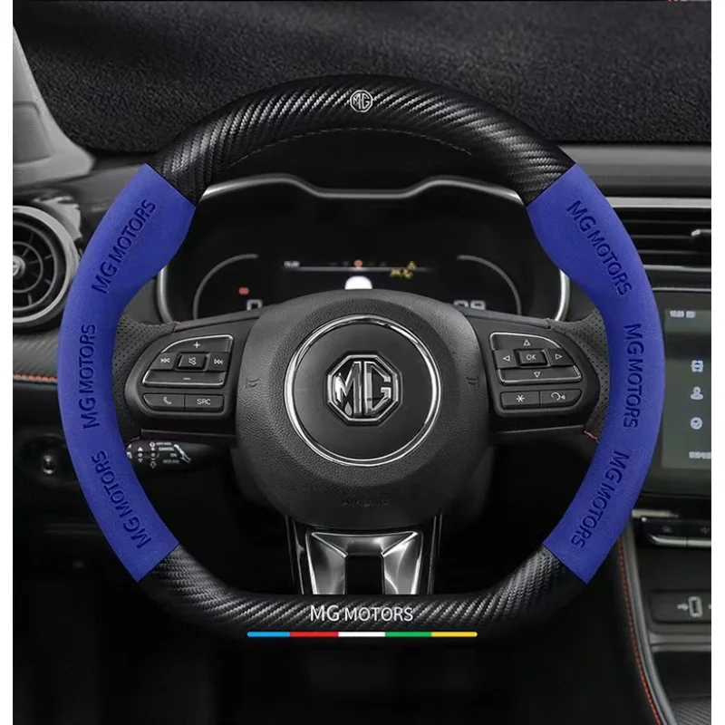 

Car Logo Suede Steering Wheel Cover For MG Series ZS EZS HS GS 3 5 6 9 MG5 MG6 MG7 HS EV MG3 3SW ZR EHS GT ONE 38cm Auto Parts