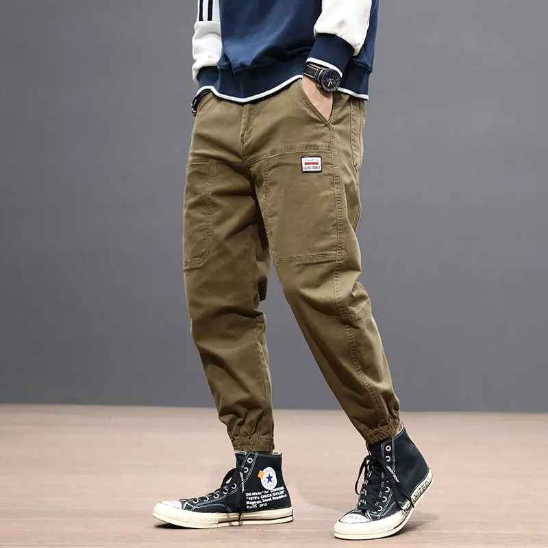 Street Fashion Men Jeans Gray Big Pocket Spliced Designer Casual Cargo Pants Hombre Hip Hop Joggers Men Loose Fit Harem Trousers