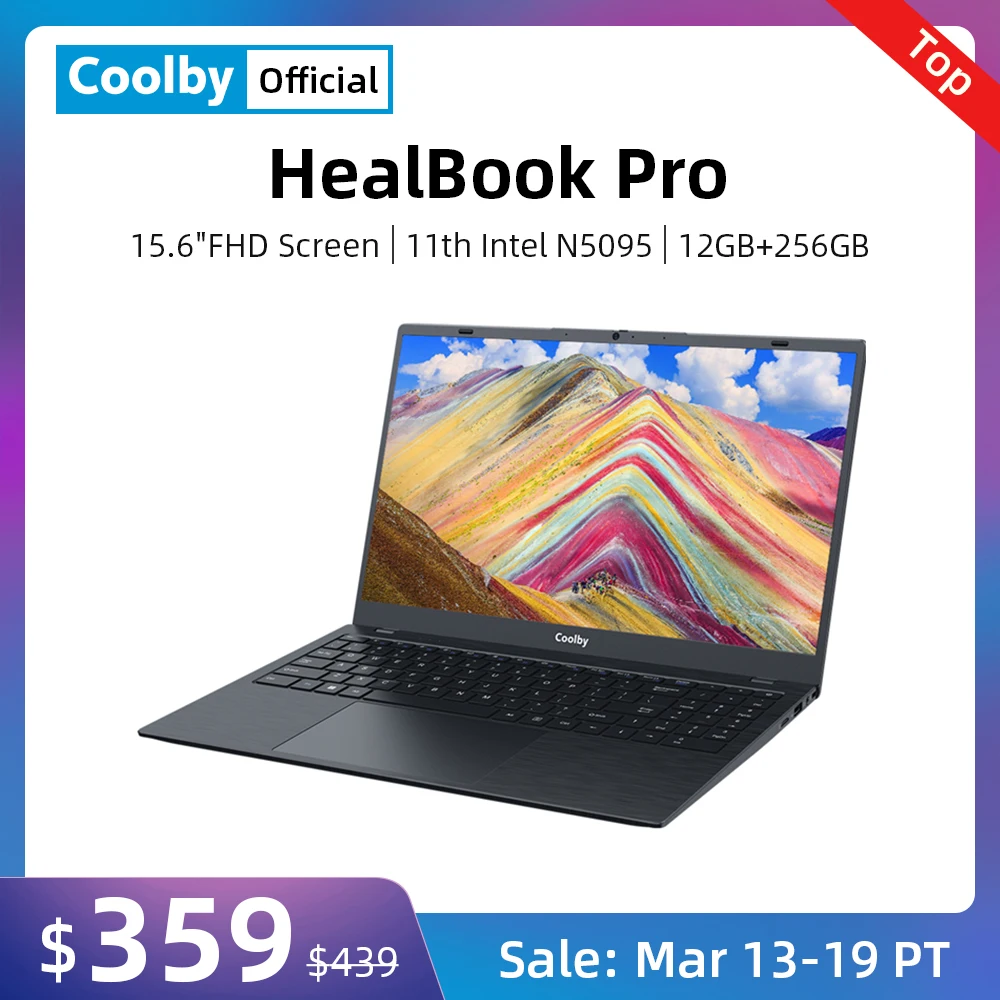 Coolby HealBook Pro Laptop 15.6 Inch FHD Screen 12GB RAM 256GB SSD Intel Celeron N5095 Windows 11 Business Office Computer