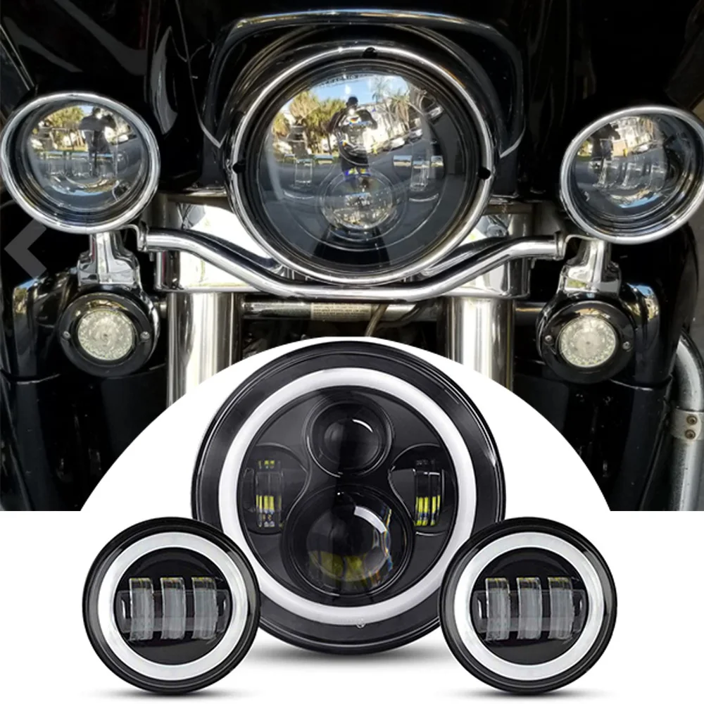 Для мотоцикла Harley светильник Davidson Electra Glide Softail Fat Boy Touring 7 &quotLed проектор головка