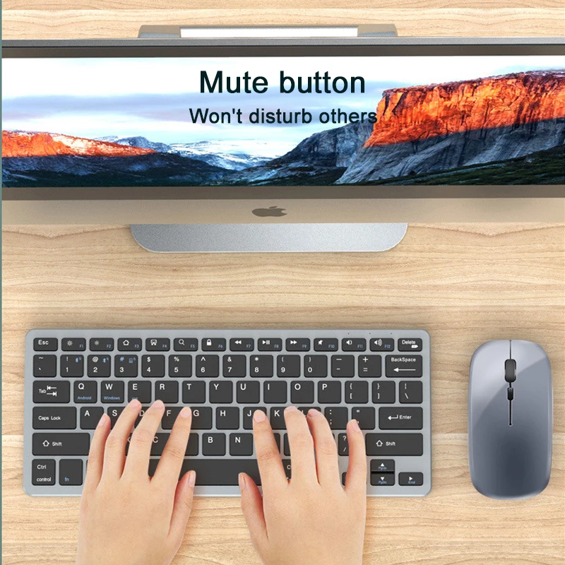 2 4G Bluetooth-совместимая Беспроводная клавиатура мышь Combo Slient игровая для Macbook Pro