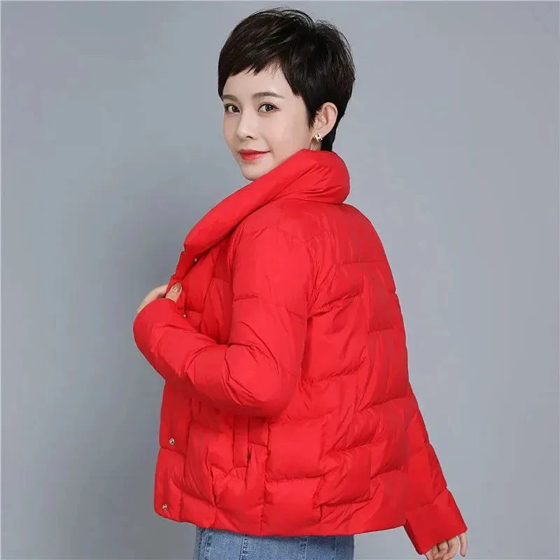 Down Cotton Jacket Women Clothing Short Fashion Lightweight Winter Padded Coat Female 2022 New Large Size Single Breasted Parkas