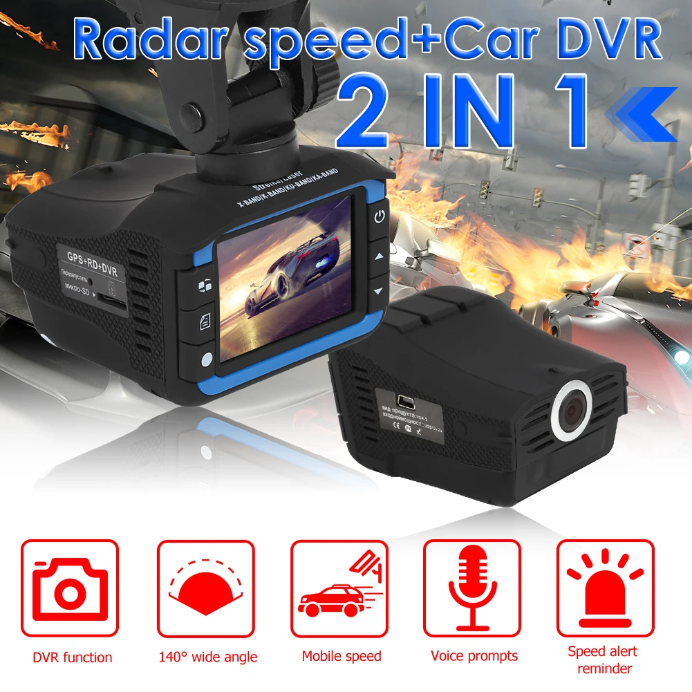 

Car DVR Dash Camera Radar Detector VG3 2 in 1 English Russian Speed Voice Alert for Outdoor Personal Car Decoration