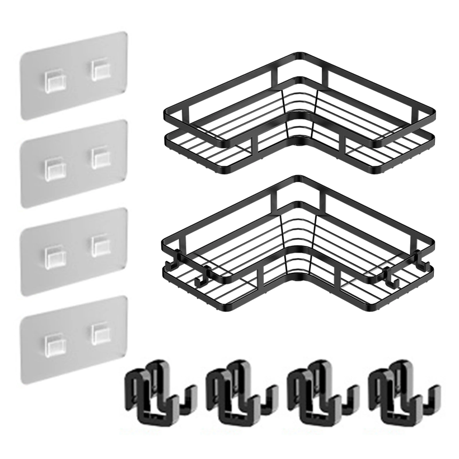 

Toilet Storage Rack Heavy Duty Bathroom Space Saving With 4 Hooks Self Adhesive Corner Shower Caddy Kitchen Dorm Wall Mounted