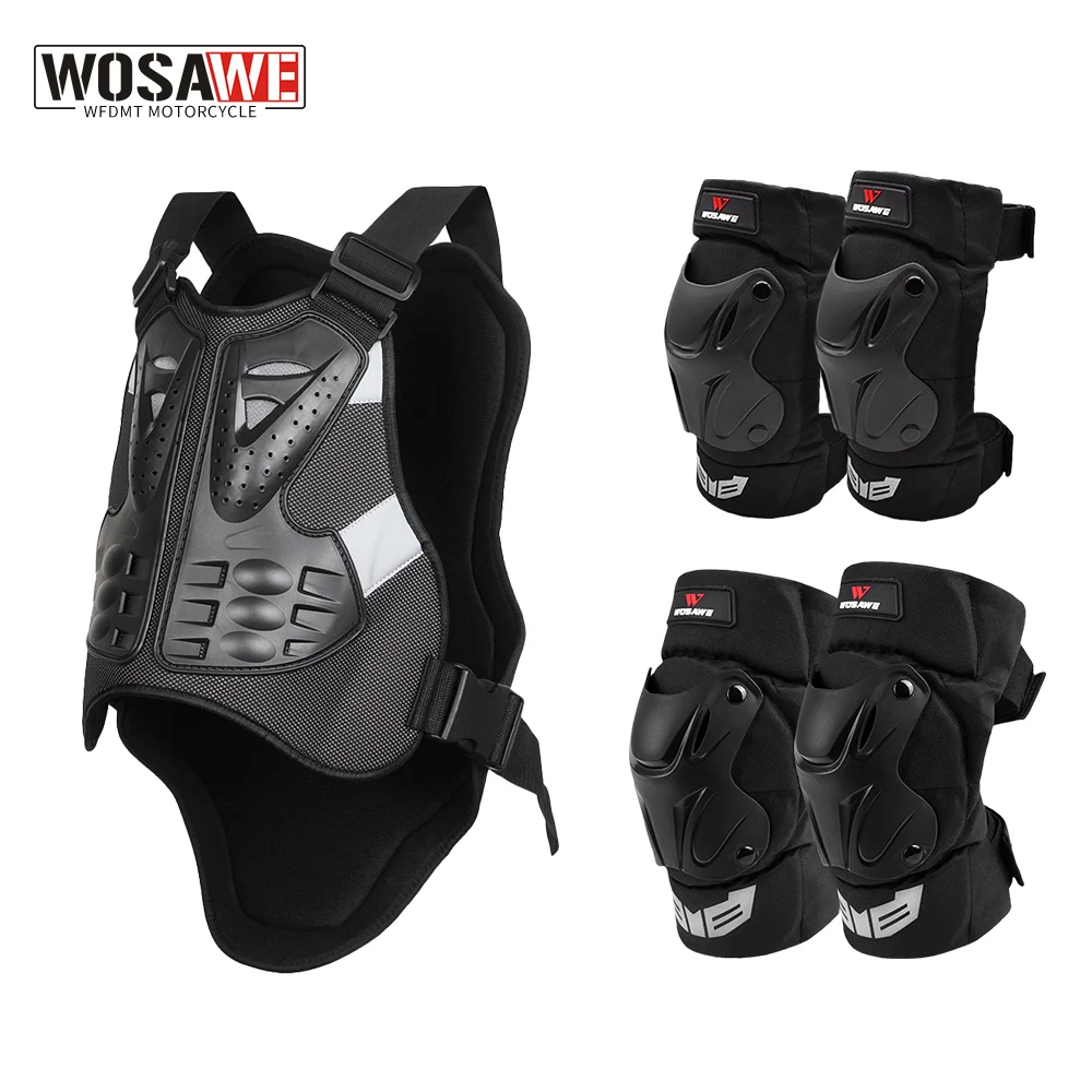 

WOSAWE Motocross Armor Vest Moto Knee & Elbow Pads Protective Gear Set Motocross Racing Off-road Knee Pads Skating Protection