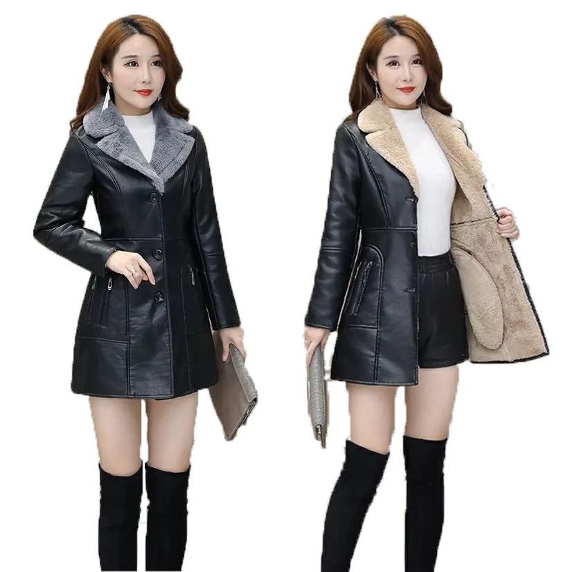 

New Slim Fit, Warm, Plush, Thickened Plush Inner Lining Machine Clothes Women's Wool Neck Jacket Coat