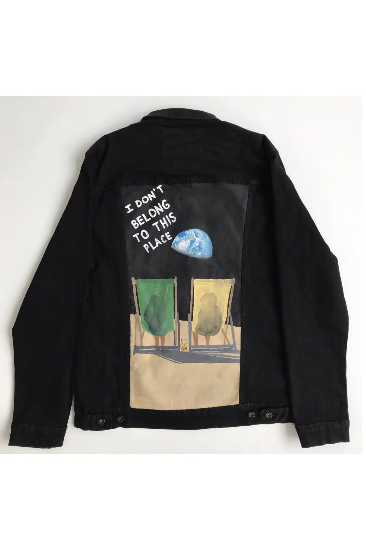 

Женская модная джинсовая куртка, пальто унисекс, черная джинсовая куртка Space Course