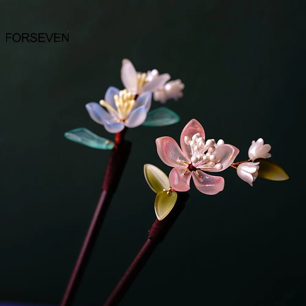 

Ретро Цветочная заколка для волос Magnolias заколки и зажимы для волос в китайском стиле для женщин длинный держатель для пучка волос Hanfu украше...