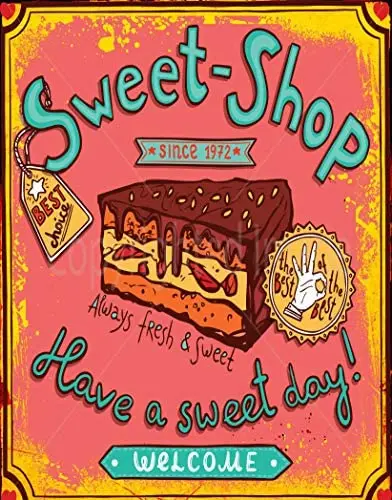 

Sweet-Shop, модель 1972 года, плакат раньше для уличного гаража, ванной, украшение для стен, поделки, металлический жестяной знак, 8x12 дюймов