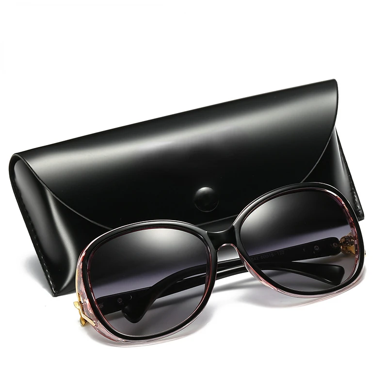 

New Polarized Round Frame Sunglasses Female Fox Head Fashion Sunglasses Trend Diamond-Studded Sunglasses