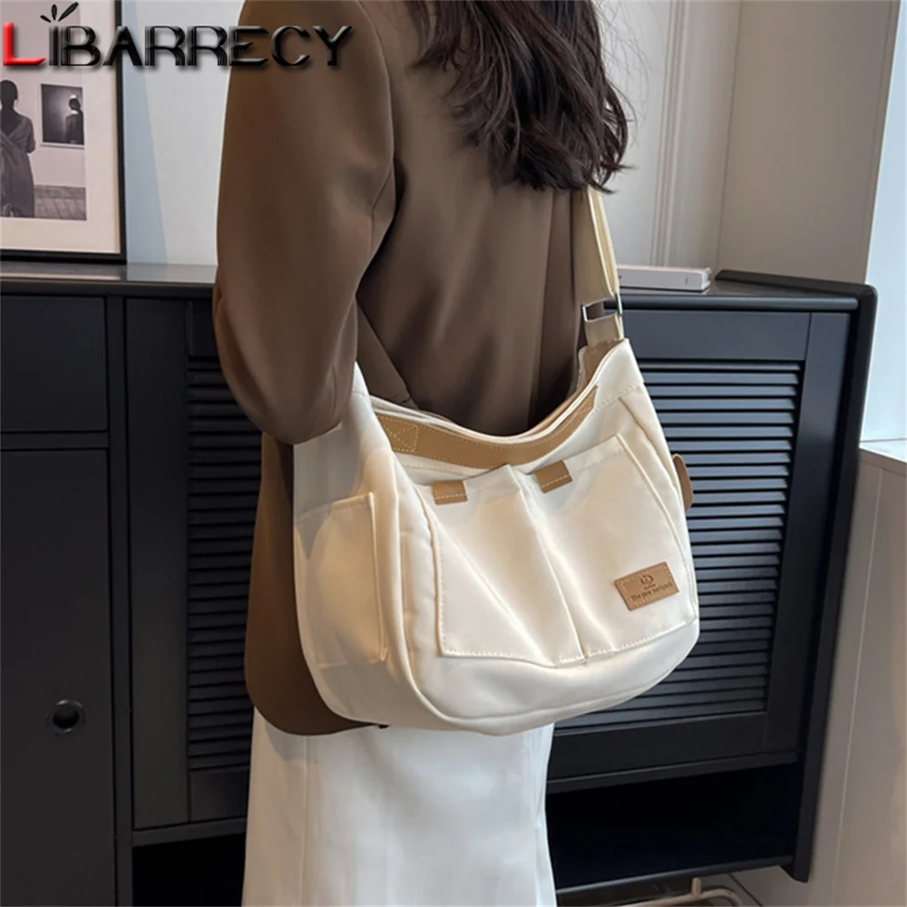 

Сумка на плечо Женская холщовая, саквояж большой вместимости, однотонный модный чемоданчик кросс-боди для студентов