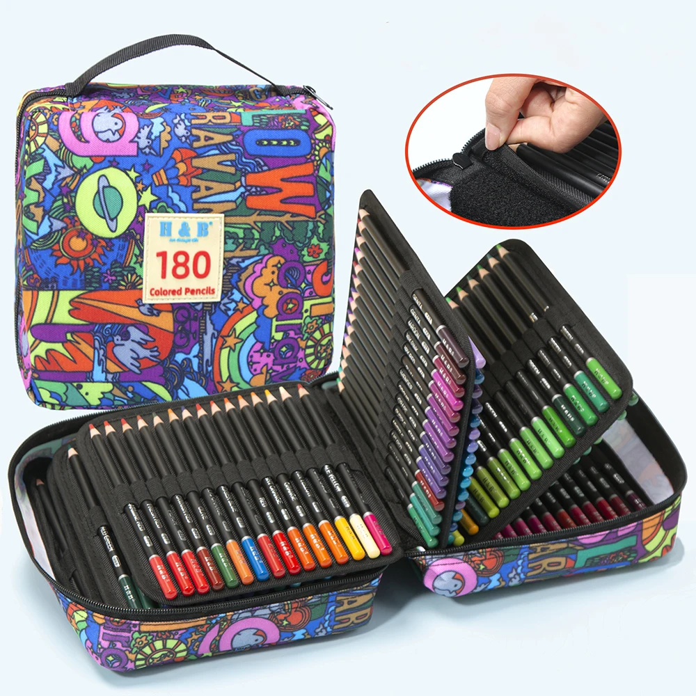 Kawaii Pencil Case School Pencilcase with 180 Colored Pen Set Organizer Large Capacity Stationery Office Box Supplies Penalty