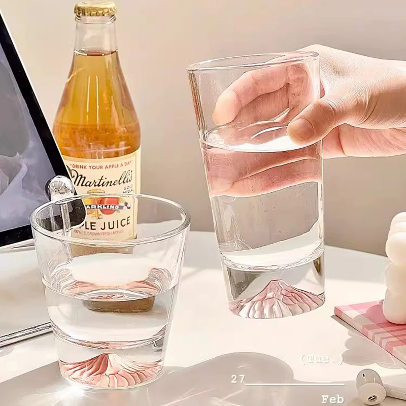 Красивые стеклянные чашки Fuji 250/350 мл необычная стеклянная чашка для чая холодный