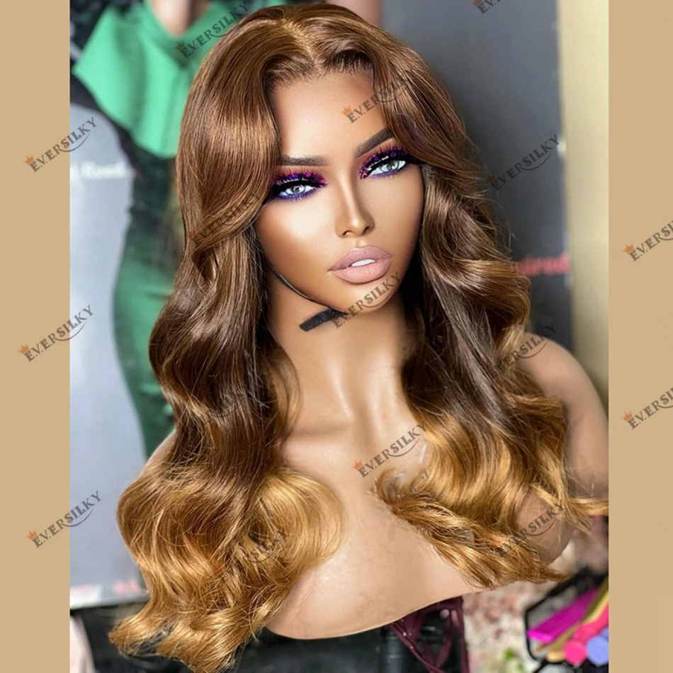 

Brown Blonde Ombre Human Hair 13x6 Lace Front Wig for Women Body Wave Healthy Indian Remy Hair 360 Lace Frontal Wigs