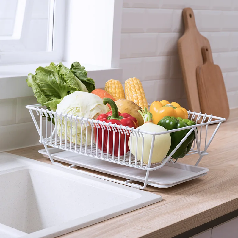 

With Drainboard Drainer for Home Black White 1-Tier Kitchen Light Duty Countertop Utensil Organizer Storage Dish Drying Rack