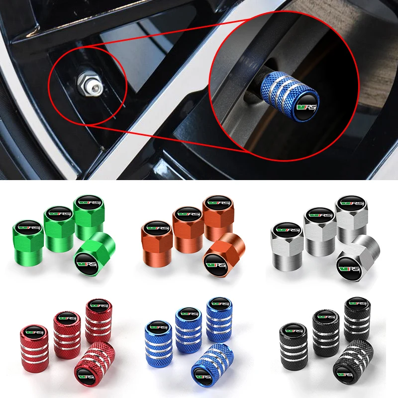 

4Pcs Valve Caps Aluminum Car Dustproof Caps For Skoda VRS Octavia Kamiq Kodiaq Karoq RS Superb Fabia Rapid Favorit