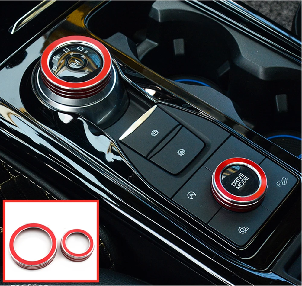 

2x Car Interior Gear Shift Panel Knob Decoration Trim For Ford Explorer 2020 2021 High Quality Metal Decoration Trim Black/Red