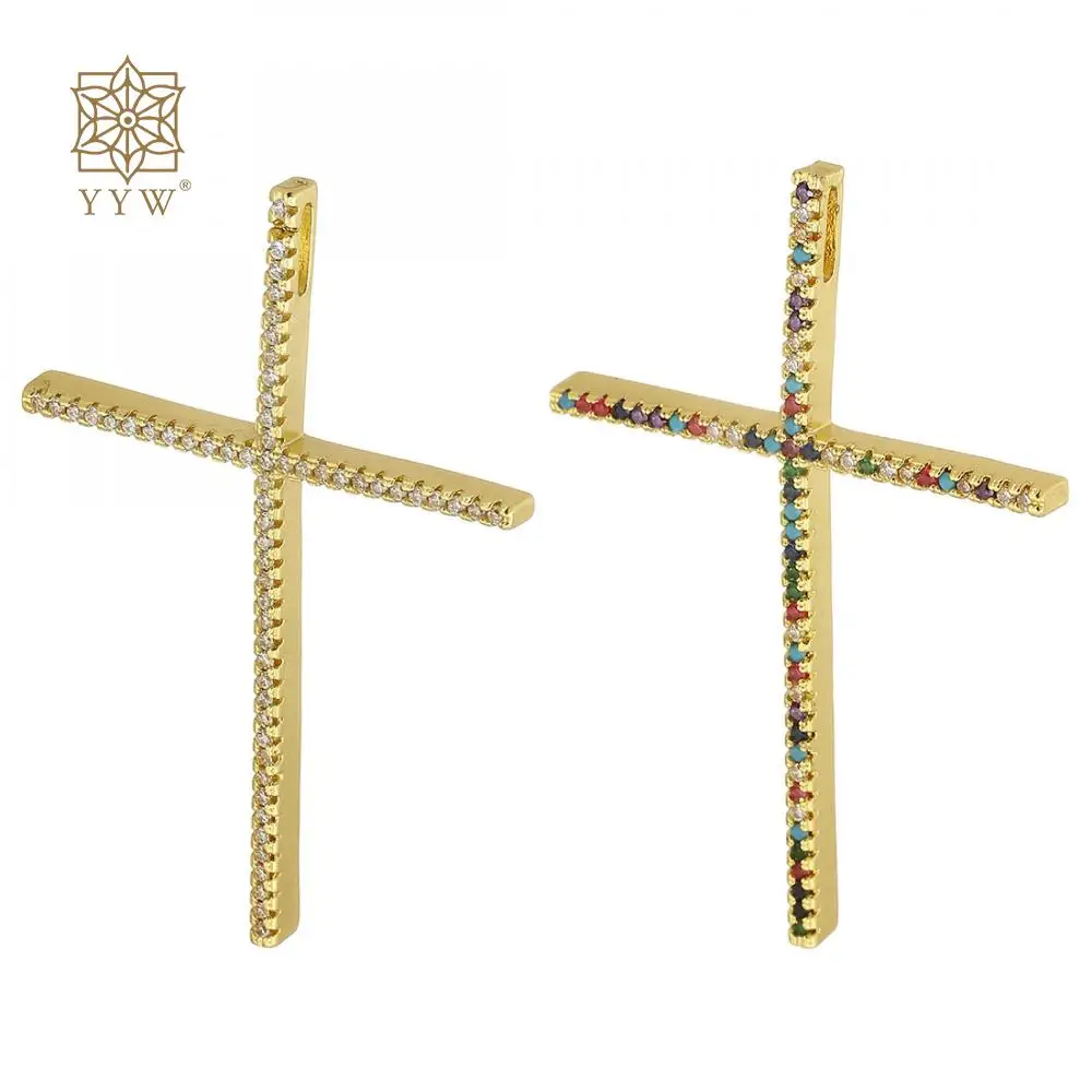 

Латунные подвески с крестом, позолоченные стразами, блестящие бриллиантовые Подвески для изготовления ювелирных изделий, ожерелья «сделай...