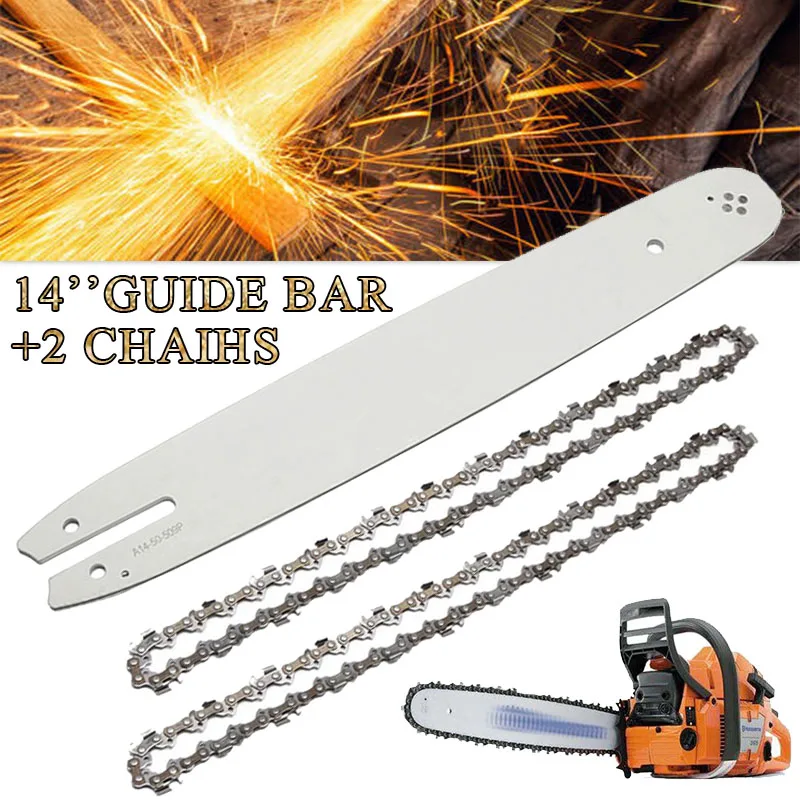 

14 Inch Chainsaw White Guide Bar With Saw Chain 3/8 LP 50 Section Saw Chain For STIHL MS170 MS180 MS250 Power Tool Accessories