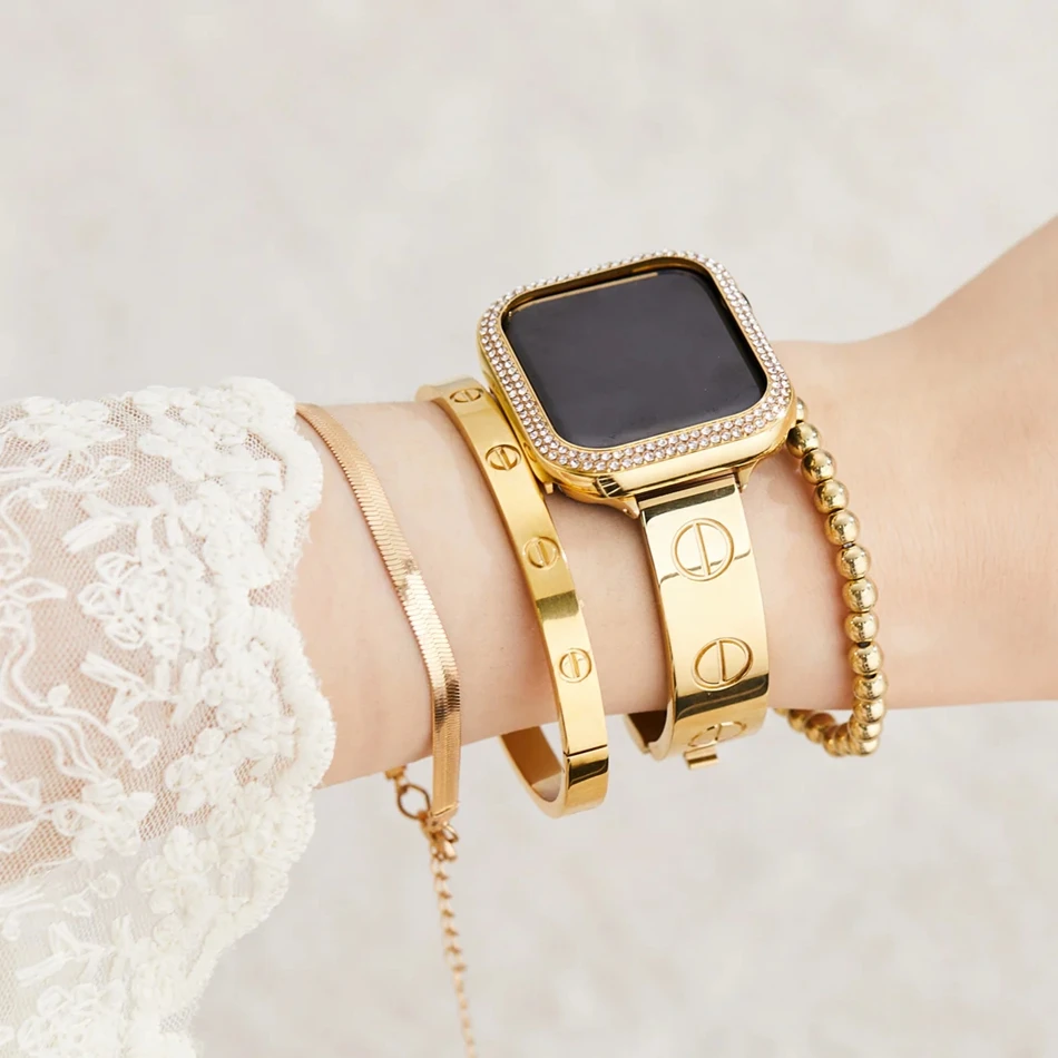 Роскошный высококачественный ювелирный ремешок для Iphone Apple Watch 10 9 8 7 6 SE 5 Ultra 2 IWatch