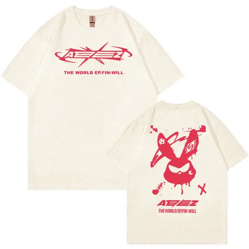 Футболка Мужская/женская оверсайз модная тенниска из хлопка в стиле K-POP/Ateez с