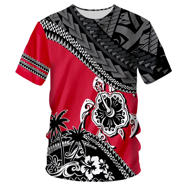 

Polynesian Tahiti Men's T-Shirt, Casual Short Sleeve Crew Neck T-Shirt, Comfortable Hawaiian Top, Summer Fashion T-shirt