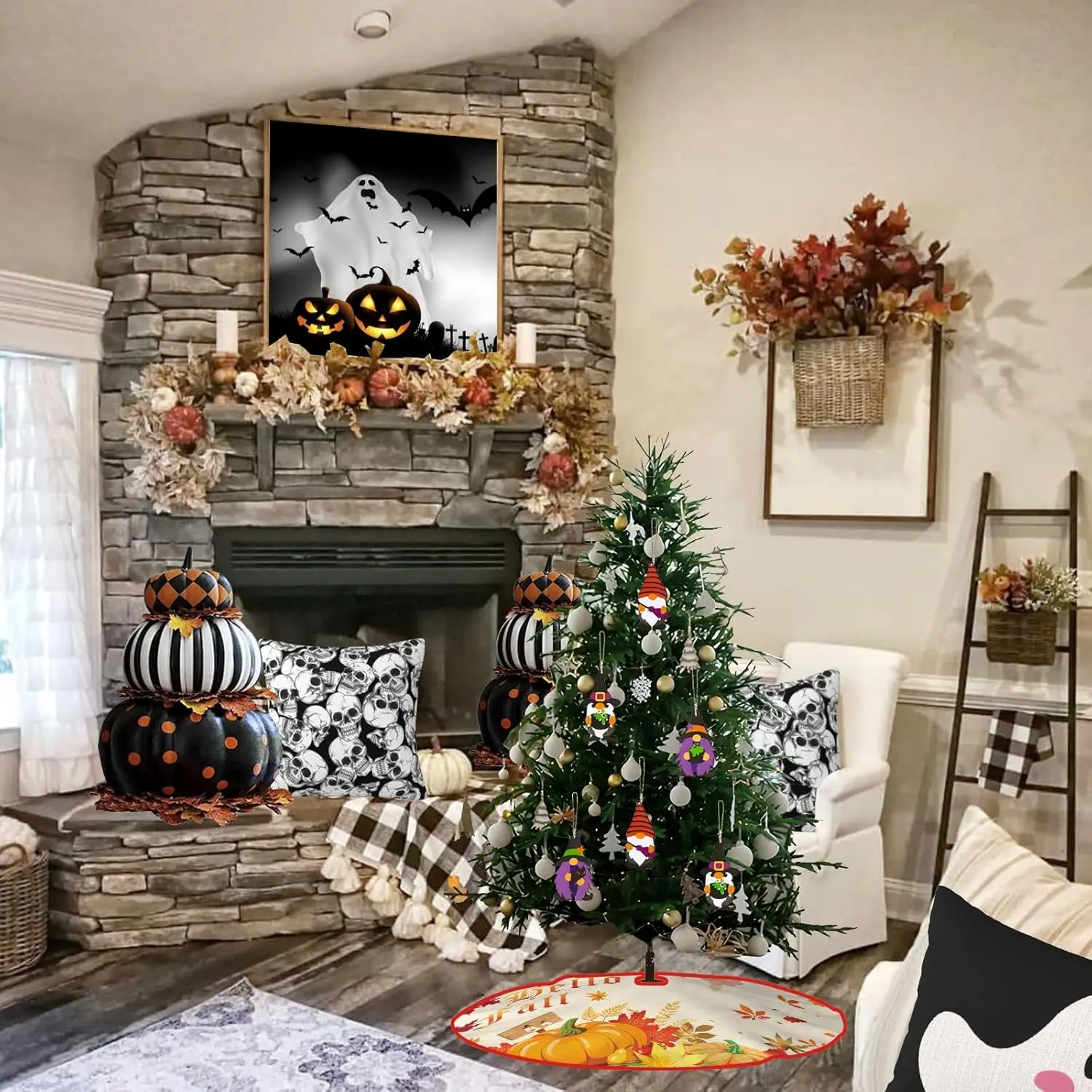 Юбка на елку Hello Fall 30 дюймов осенняя юбка с кленовыми листьями и ягодами для