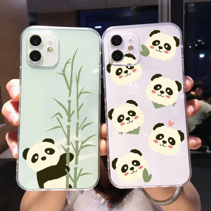 

Cute Cartoon Panda For Apple iPhone 13 12 11 Pro Mini X XR XS Max SE 6 6S 7 8 Plus Clear Phone Case Carcasa Full Protection