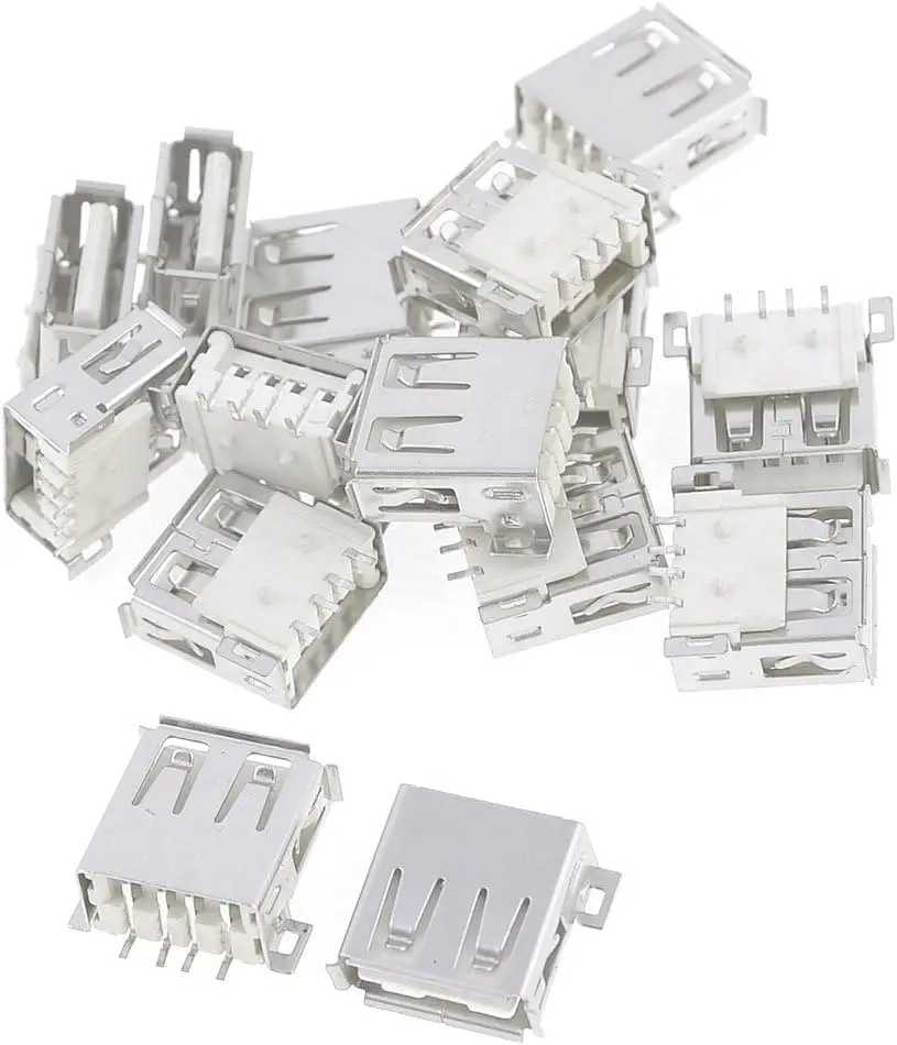 

15 Pcs USB 2.0 A Female Jack Socket PCB Soldering Connector for Computor