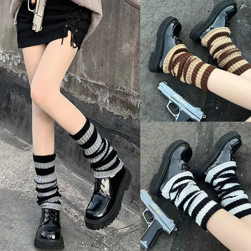 Gothic Japanese Kawaii Winter Pack of Women Knit Leg Warmers Long Thigh High Socks Ankle Warmer Dance Legwarmers Y2k Goth Lolita