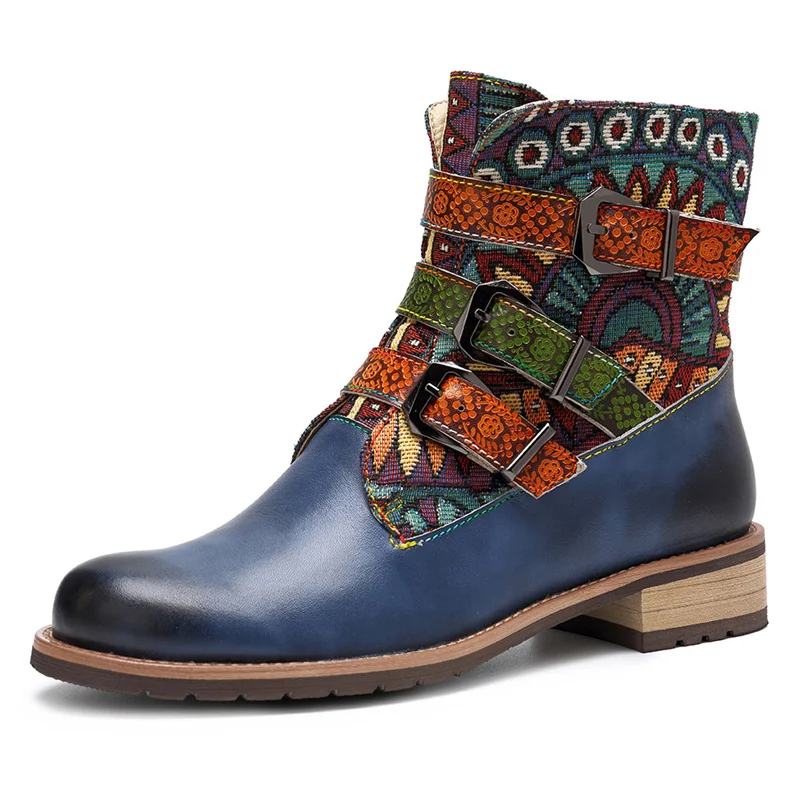 

New vintage style women single shoes leather handmade women's short boots High quality thick sole stitching [Customized version]