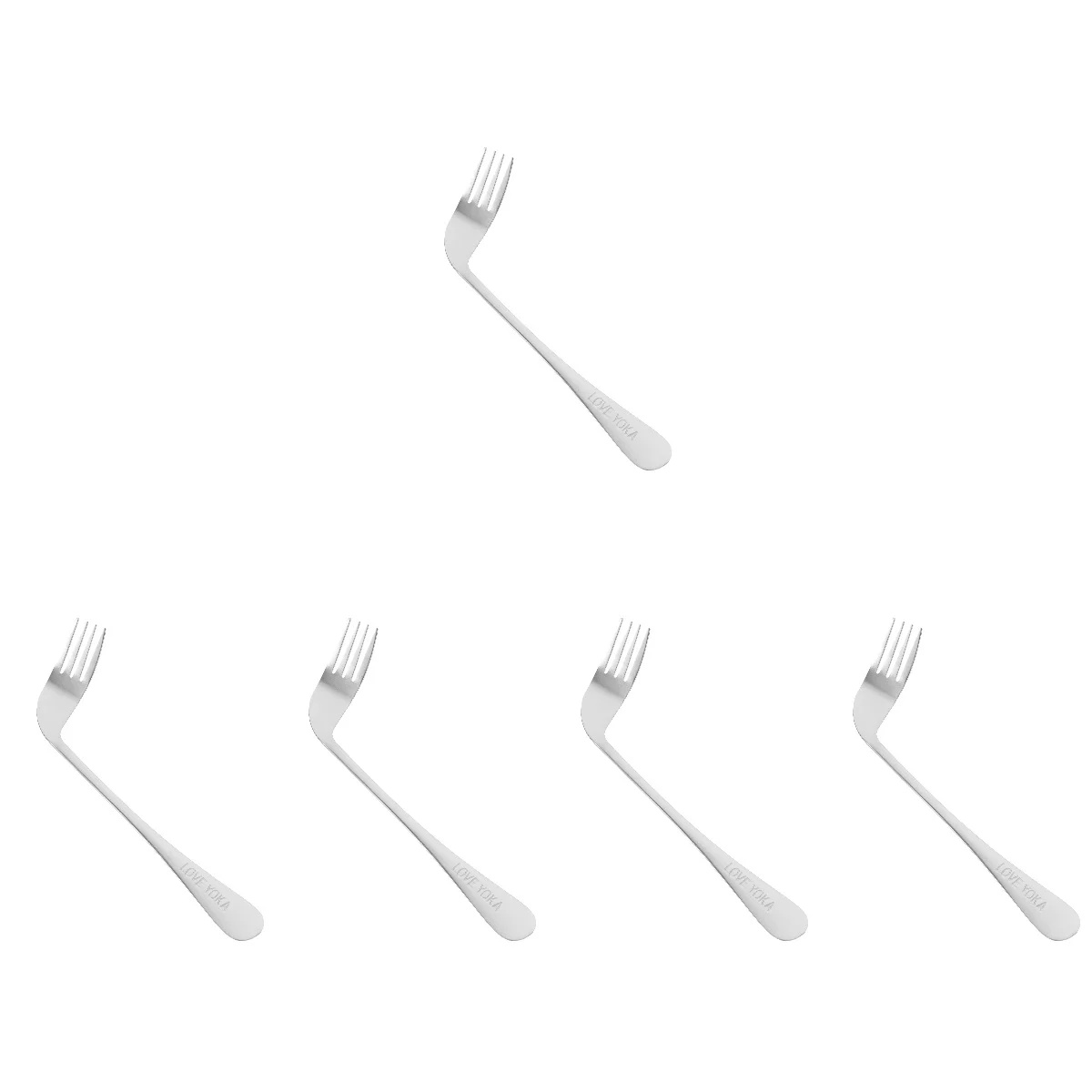 

5pcs Left-hand Angled Fork Lightweight Ergonomic Fork Eating Feeding Fork Assist Tableware