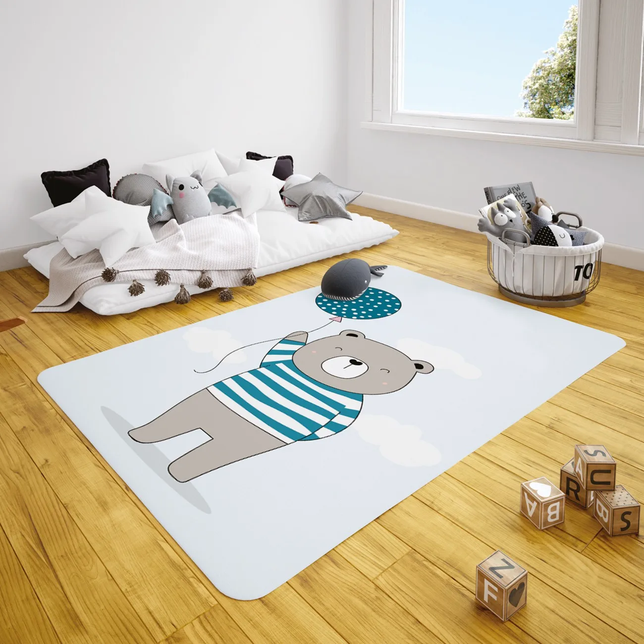 

Милый воздушный шар, мишка тедди с рисунком, детский игровой коврик, Круглый прямоугольный детский коврик, Детские декоративные коврики