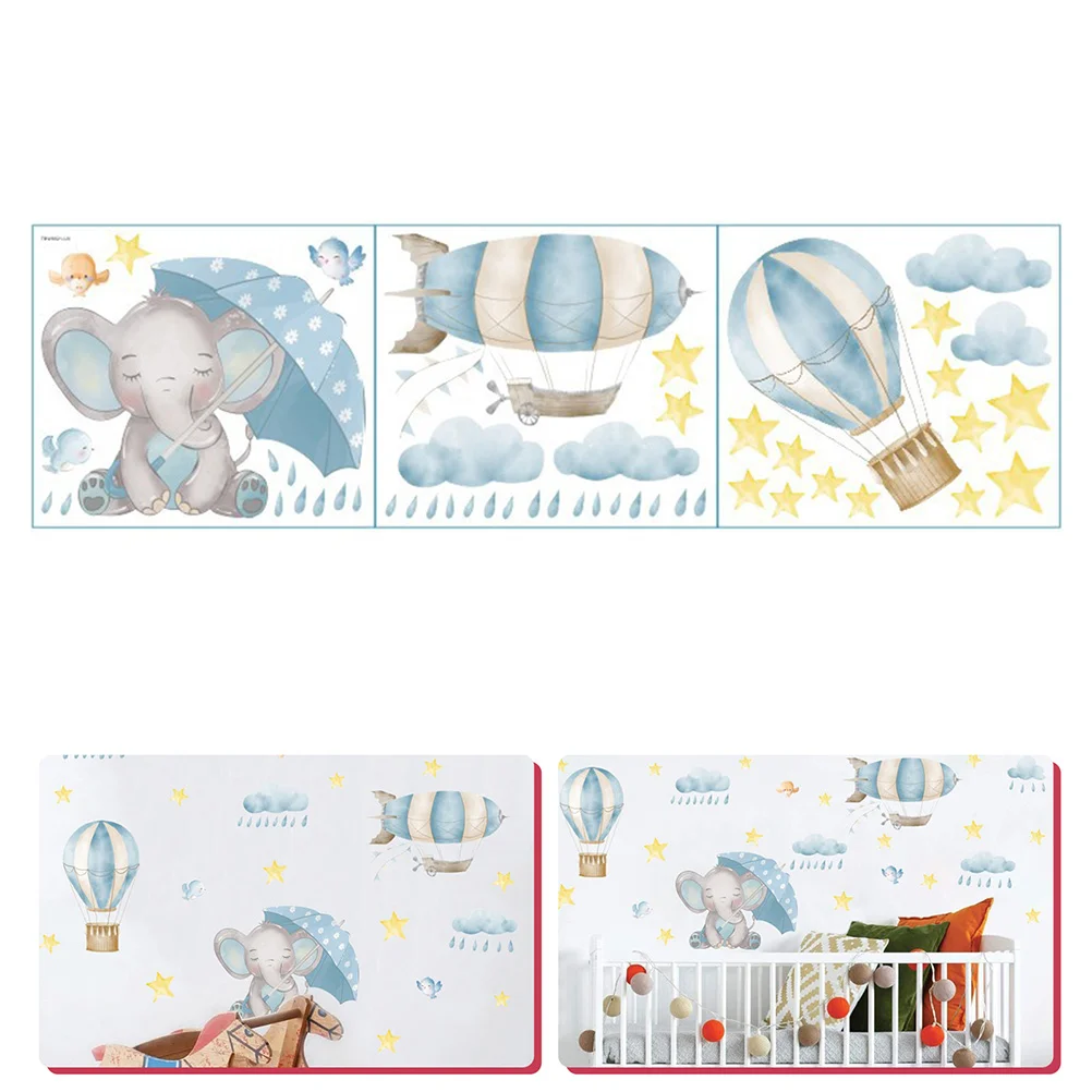

1 Sheet Elephant Hot Air Balloon Sticker Wall Decal for Kids Wall Decor