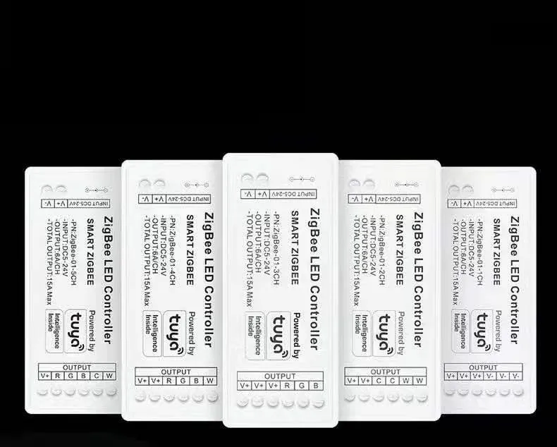 Умный регулятор яркости Zigbee RGB, DC12V Tuya 1CH 2CH 3CH 4CH 5CH, диммер для поверхностного монтажа, Одноцветный/CCT/ RGB /RGBW/RGB + CCT