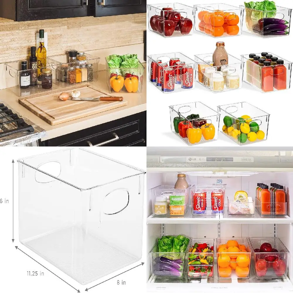 

Исключительные подставки для холодильника из 8 предметов с ручками-прозрачная еда премиум-класса, набор для хранения и организации в ванной и шкафу.