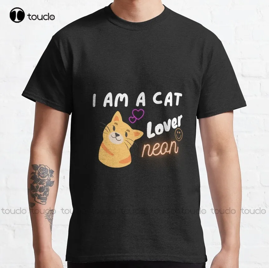 

Неоновая футболка I Am A Cat Lover, забавный подарок для мамы, классическая женская футболка, модные креативные Забавные футболки для отдыха, уличная одежда