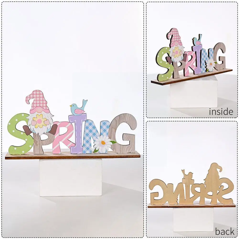 

Beautiful Easter Spring Decoration Wooden Easter Ornaments Decor Gnome Faceless Carrot Party New 2022 Bunny Home Q1f2