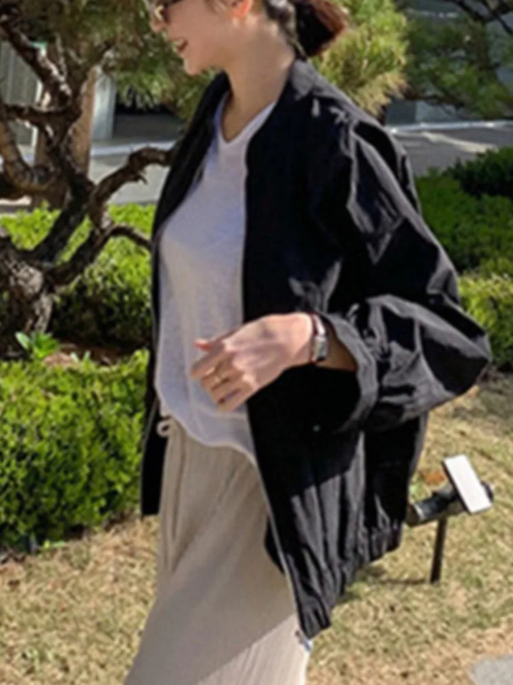 Куртка женская с длинным рукавом однотонная простая универсальная