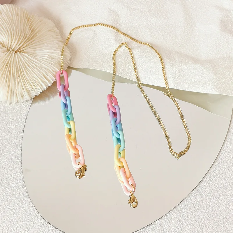 

2 pcs Colorful Acrylic Gold Color Glasses Chain Holder