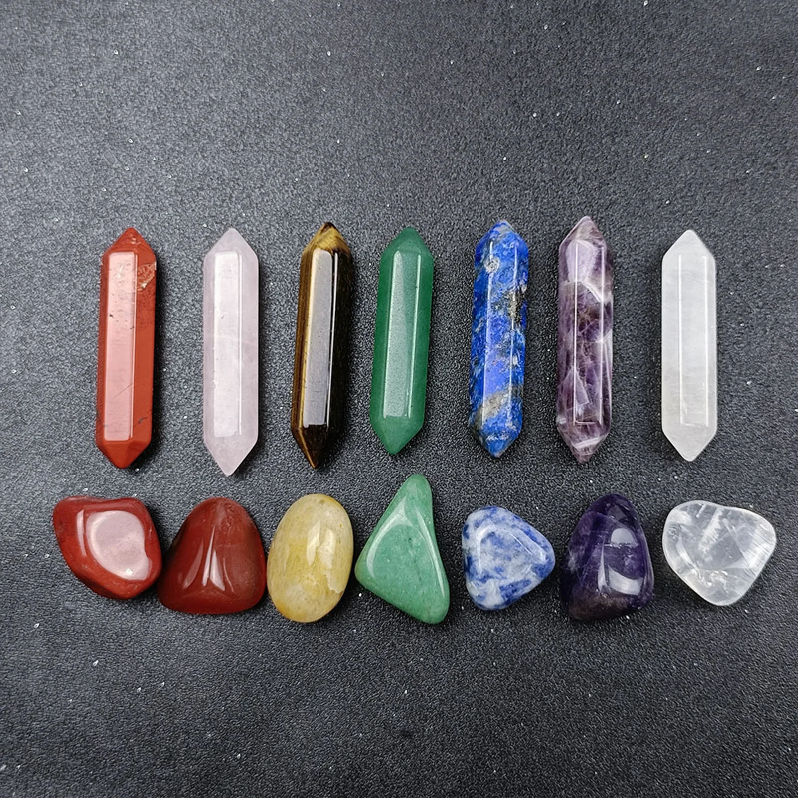 

Энергия чакры лечебный камень, набор из натурального хрустального драгоценного камня, шестигранное женское украшение для терапии чакрами