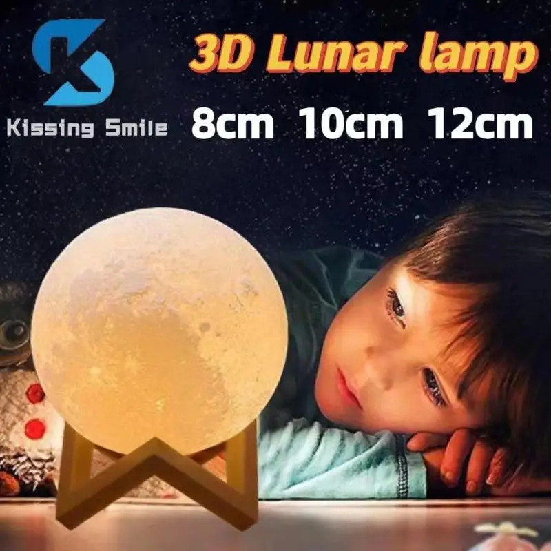 

8cm 10cm 12cm Night Light Moon Lamp 3D Print Lunar Led Luminarias Bar Bedroom Romantic Atmosphere Desk Decor Exquisite Gifts