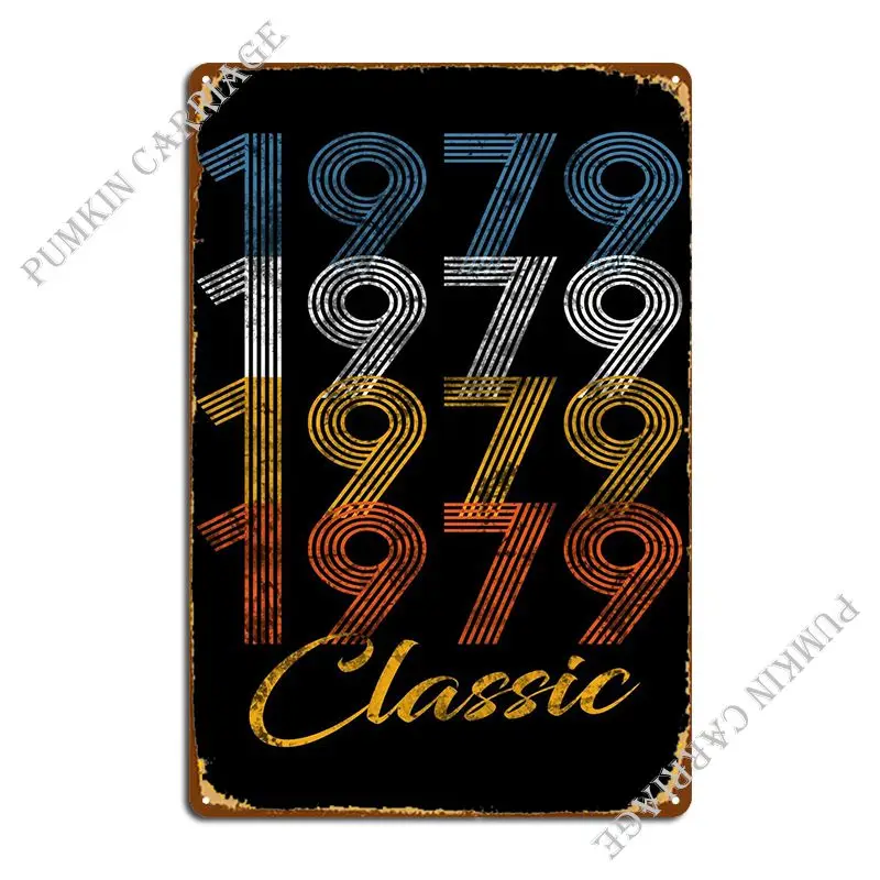 

Vintage 79 40 Years Old 4 Metal Plaque Garage Party Plates Designing Cinema Tin Sign Poster