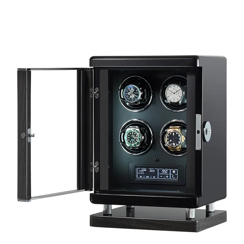

Luxury Smart Watch Winder Mechanical Watch Automatic Winder 4 Slots Collection Box LED Display With Fingerprint Unlock